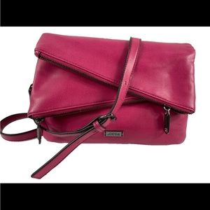 Joe's Jeans Pink Faux Leather Fold-Over Zip Crossbody Bag